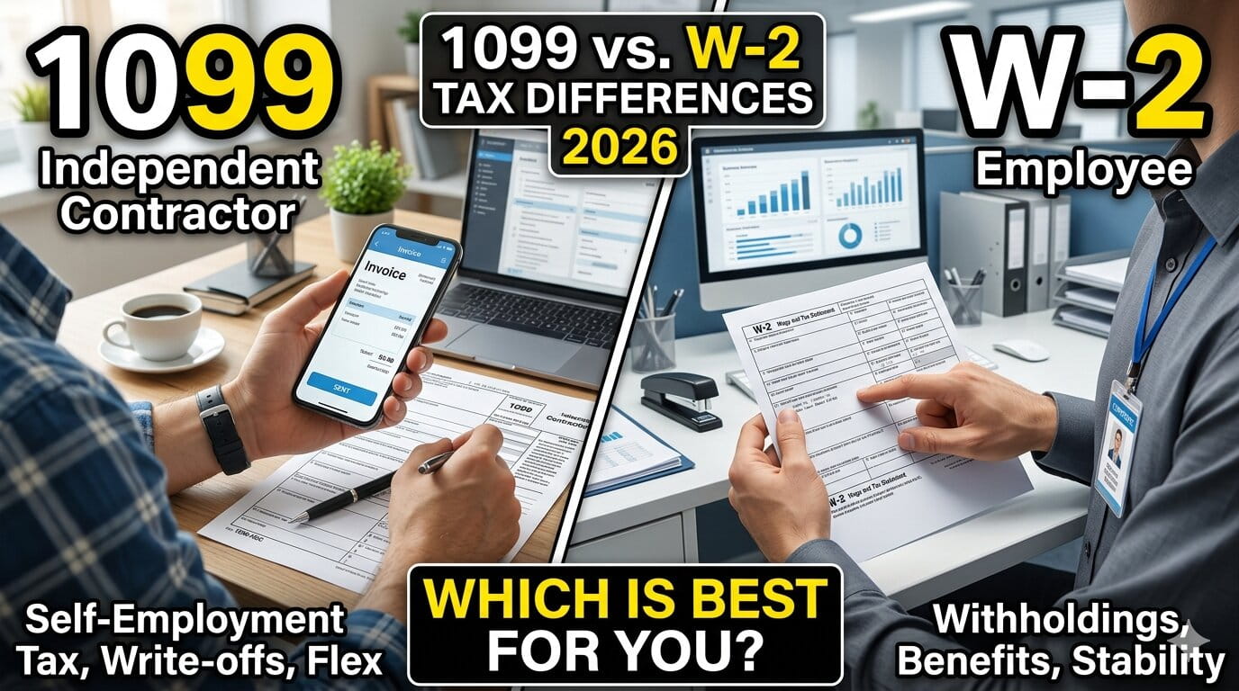 1099 vs W-2 Explained: The Tax Difference Every Worker Should Know in 2026