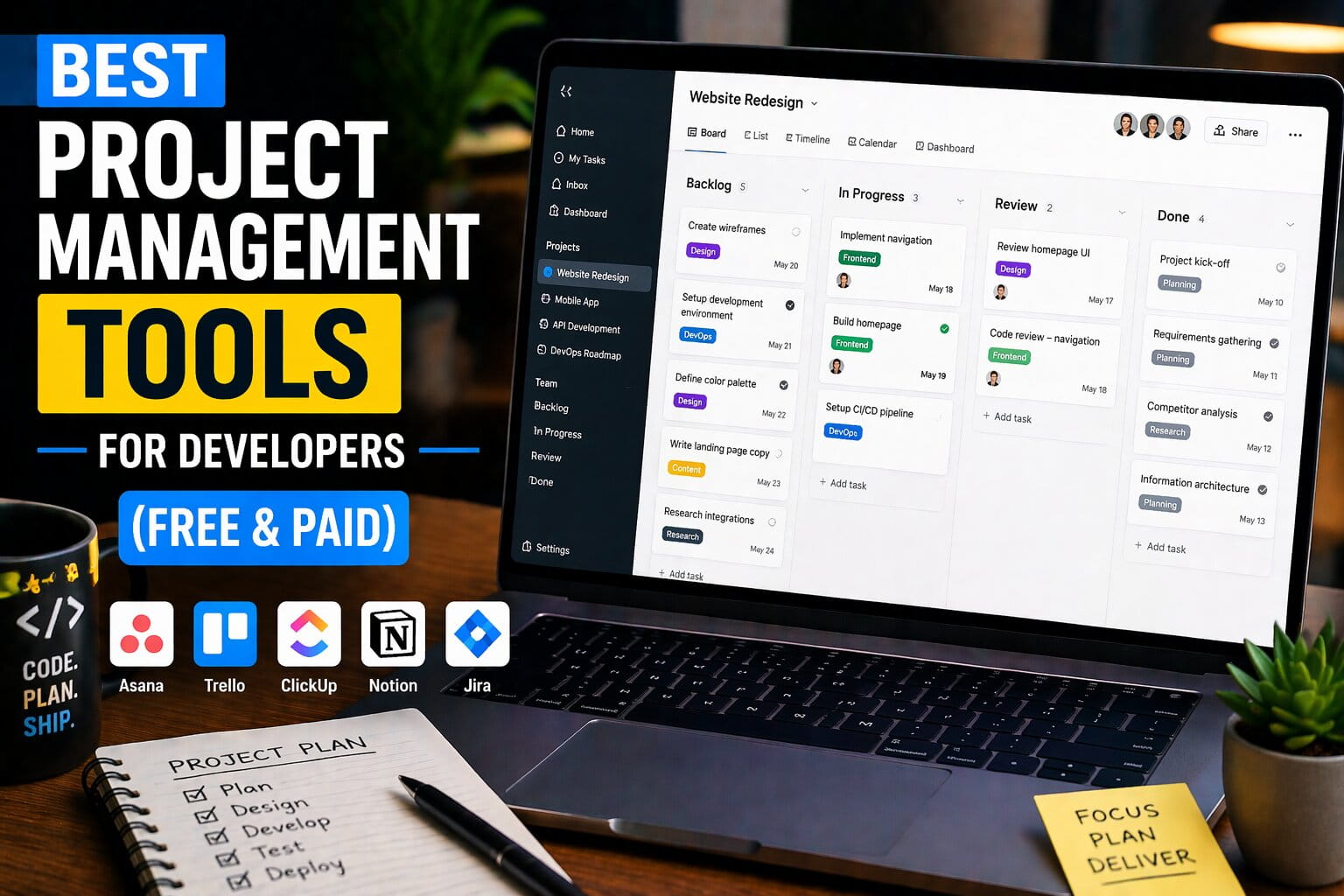 Best Project Management Tools for Developers (Free & Paid)