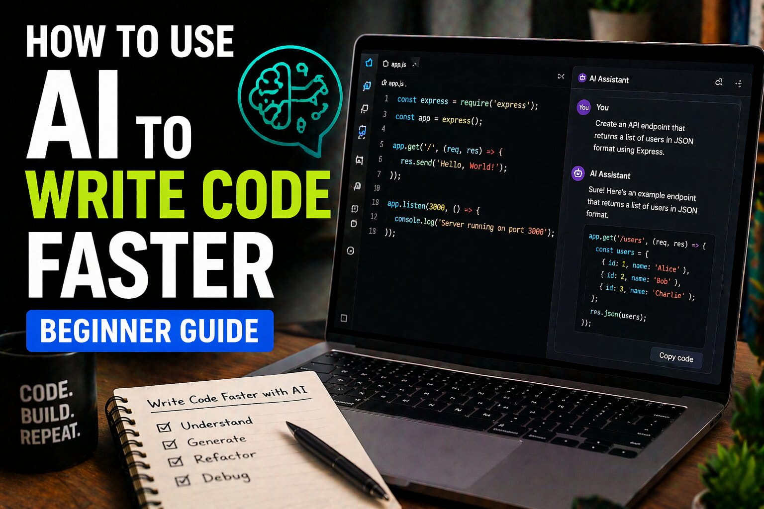 How to Use AI to Write Code Faster (Beginner Guide)